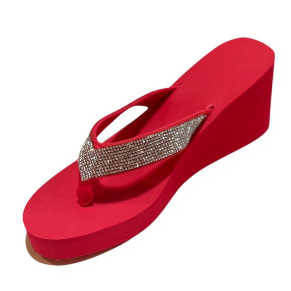 RED WEDGES FLIP-FLOPS - Picture 3 of 4